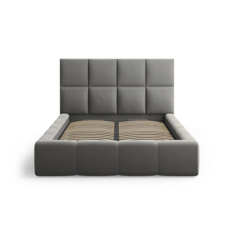 Livigno Bett mit Kopfteil und Stauraum aus Samt in Hellgrau (Bluvel 13), 160x200 cm von Cosmopolitan Design – Bild 3