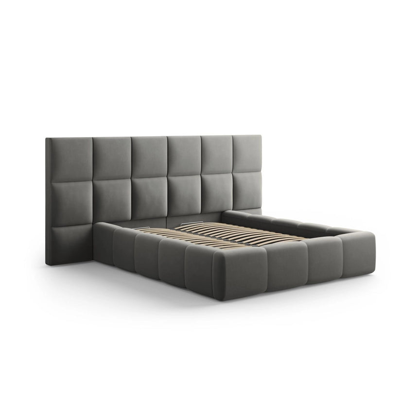 Livigno Bett mit Kopfteil und Stauraum aus Samt in Hellgrau (Bluvel 13), 180x200 cm von Cosmopolitan Design – Bild 2