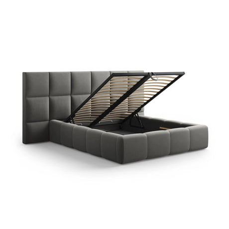 Livigno Bett mit Kopfteil und Stauraum aus Samt in Hellgrau (Bluvel 13), 180x200 cm von Cosmopolitan Design – Bild 4