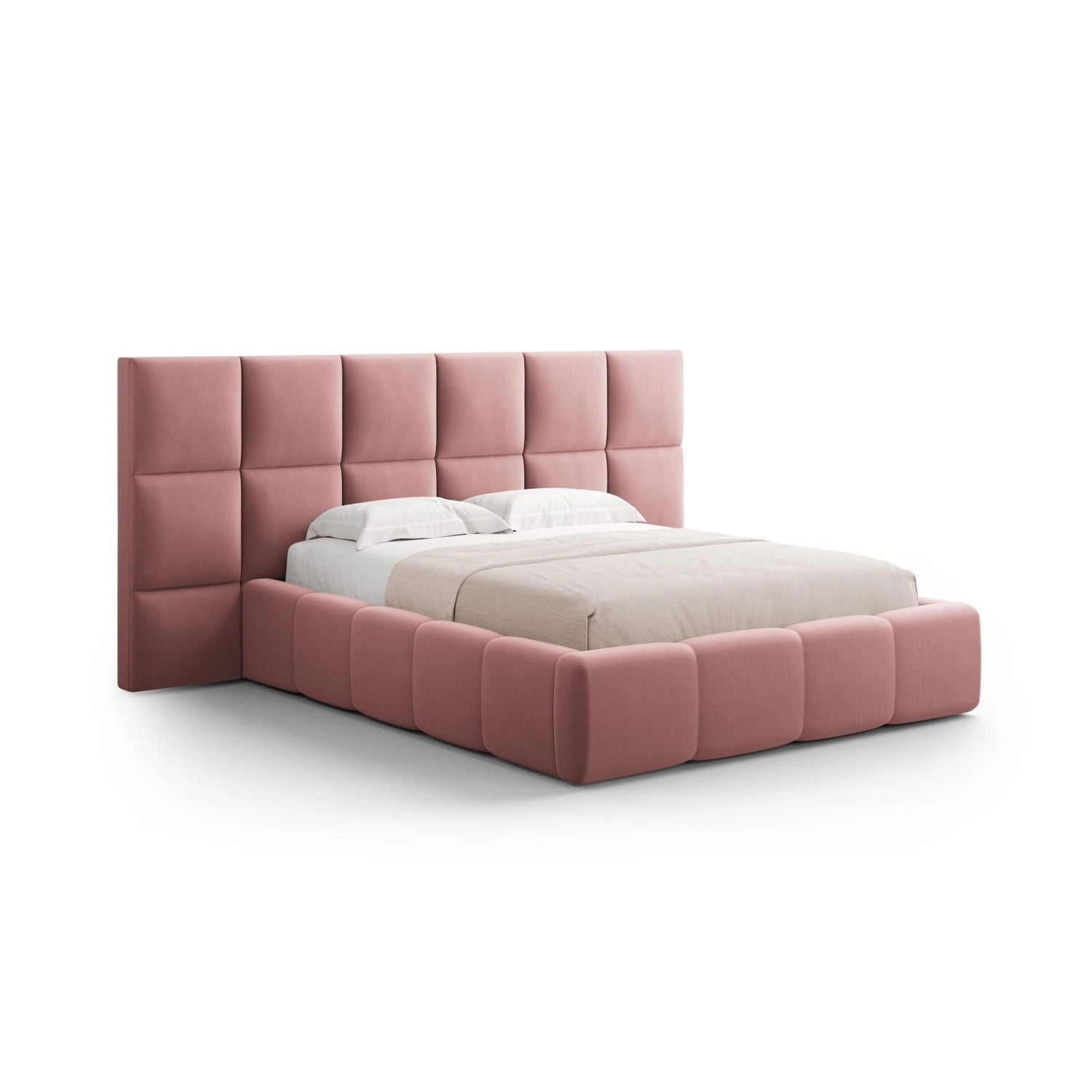 Livigno Bett mit Kopfteil und Stauraum aus Samt in Rosa (Bluvel 52), 140x200 cm von Cosmopolitan Design – Bild 1