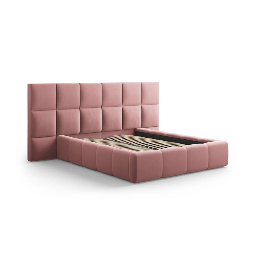 Livigno Bett mit Kopfteil und Stauraum aus Samt in Rosa (Bluvel 52), 140x200 cm von Cosmopolitan Design – Bild 2