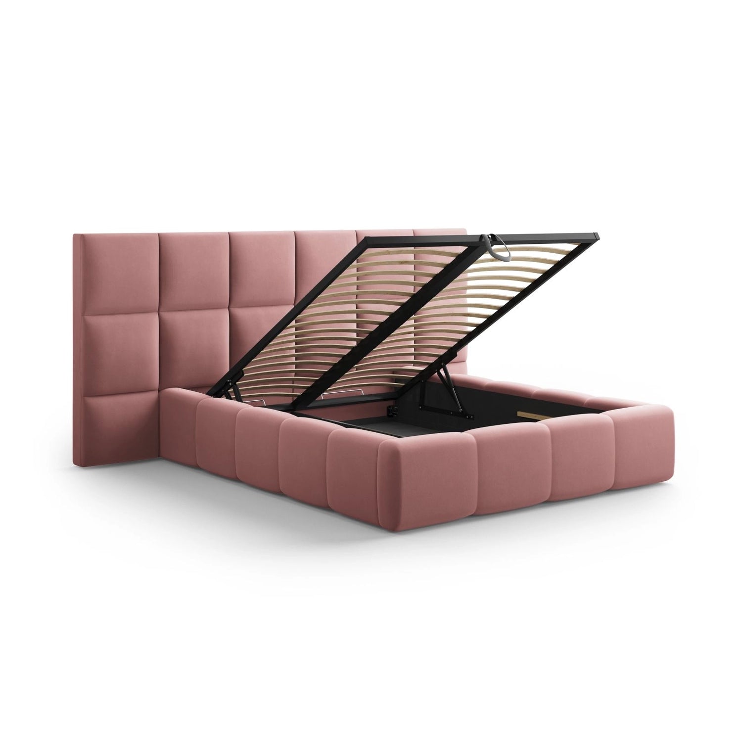Livigno Bett mit Kopfteil und Stauraum aus Samt in Rosa (Bluvel 52), 140x200 cm von Cosmopolitan Design – Bild 4