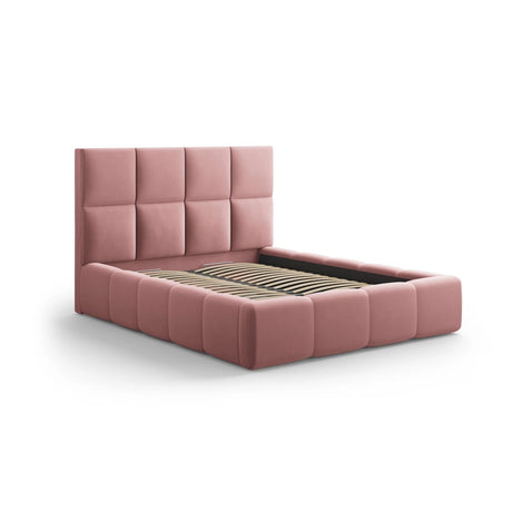 Livigno Bett mit Kopfteil und Stauraum aus Samt in Rosa (Bluvel 52), 160x200 cm von Cosmopolitan Design – Bild 2