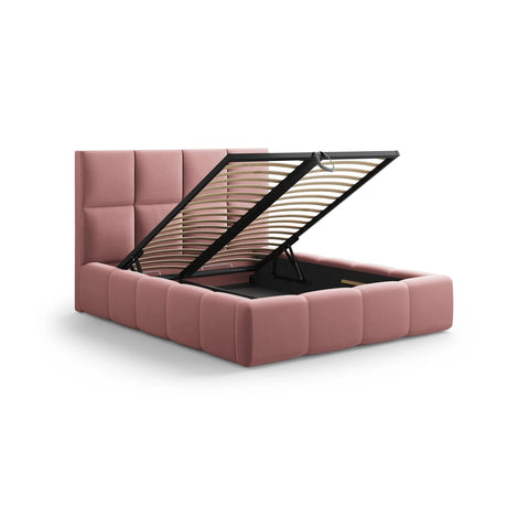 Livigno Bett mit Kopfteil und Stauraum aus Samt in Rosa (Bluvel 52), 160x200 cm von Cosmopolitan Design – Bild 4