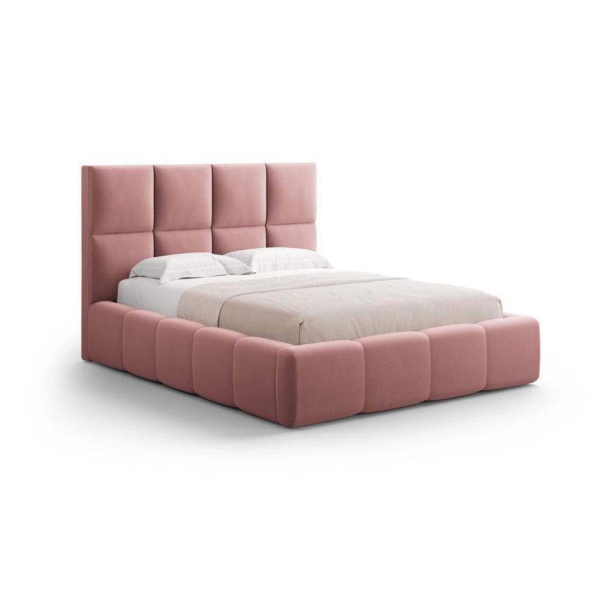 Livigno Bett mit Kopfteil und Stauraum aus Samt in Rosa (Bluvel 52), 180x200 cm von Cosmopolitan Design – Bild 1