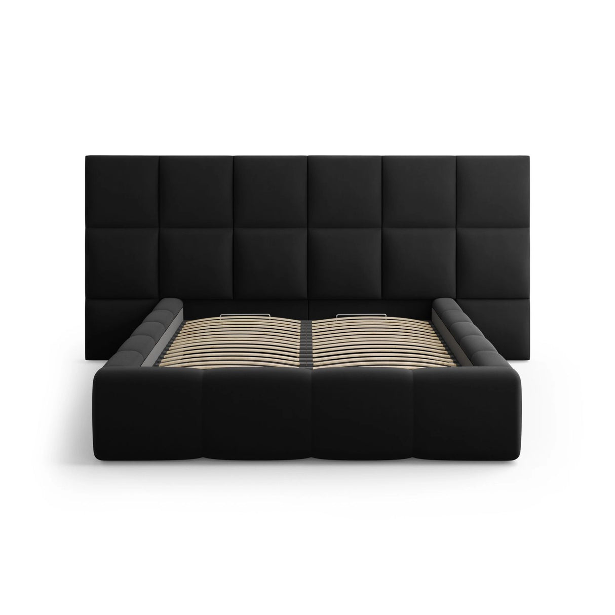 Livigno Bett mit Kopfteil und Stauraum aus Samt in Schwarz (Bluvel 19), 140x200 cm von Cosmopolitan Design – Bild 3