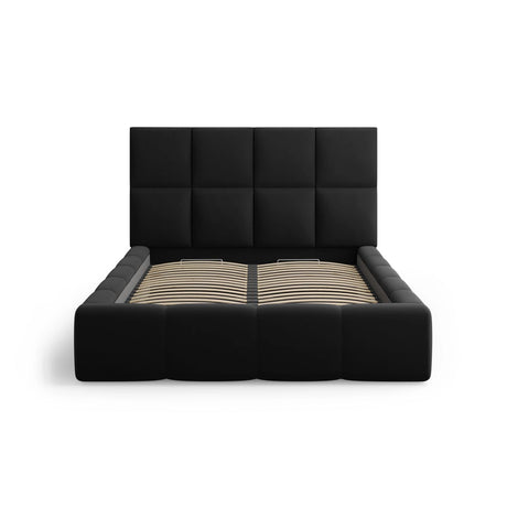 Livigno Bett mit Kopfteil und Stauraum aus Samt in Schwarz (Bluvel 19), 160x200 cm von Cosmopolitan Design – Bild 3