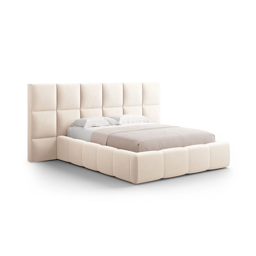 Livigno Bett mit Kopfteil und Stauraum aus Samt oder Strukturstoff, 140x200 cm von Cosmopolitan Design – Bild 1