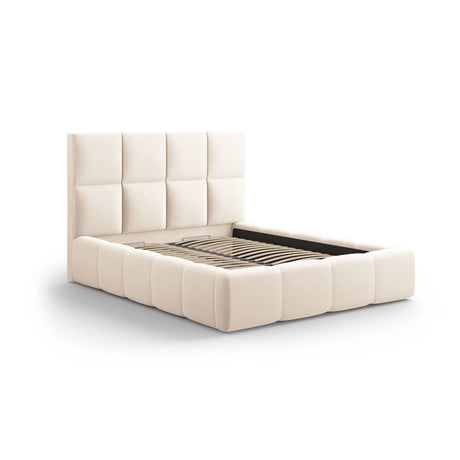 Livigno Bett mit Kopfteil und Stauraum aus Samt oder Strukturstoff, 160x200 cm von Cosmopolitan Design – Bild 2
