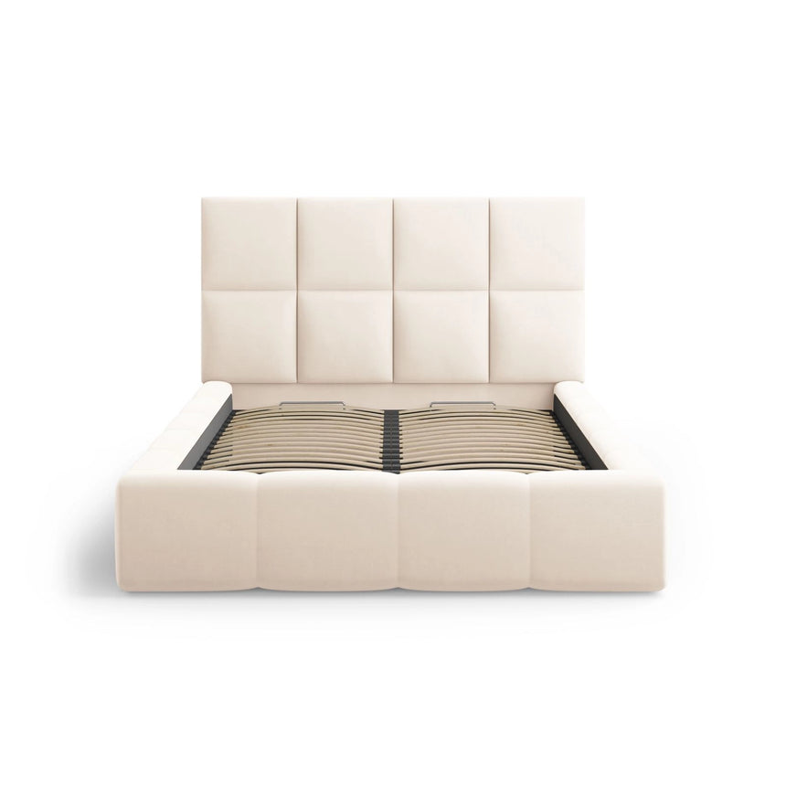 Livigno Bett mit Kopfteil und Stauraum aus Samt oder Strukturstoff, 160x200 cm von Cosmopolitan Design – Bild 3