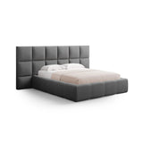 Livigno Bett mit Kopfteil und Stauraum aus Strukturierter Stoff in Dunkelgrau (Solid 99), 140x200 cm von Cosmopolitan Design – Bild 1