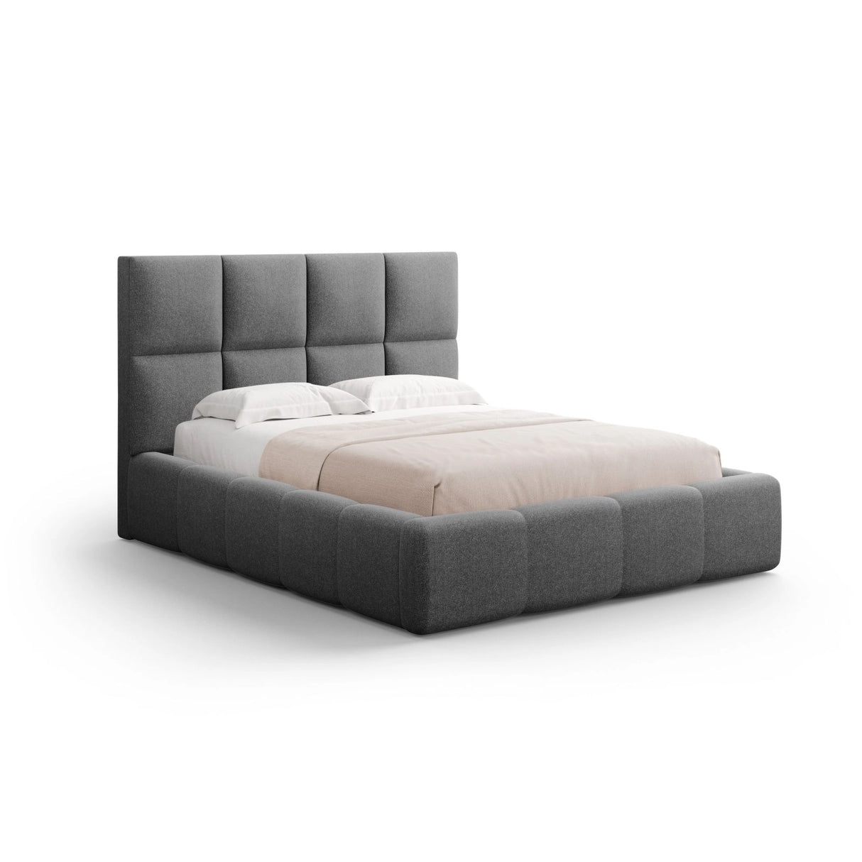 Livigno Bett mit Kopfteil und Stauraum aus Strukturierter Stoff in Dunkelgrau (Solid 99), 180x200 cm von Cosmopolitan Design – Bild 1