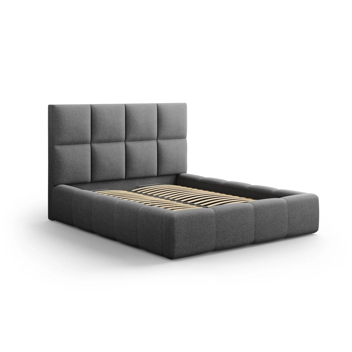 Livigno Bett mit Kopfteil und Stauraum aus Strukturierter Stoff in Dunkelgrau (Solid 99), 180x200 cm von Cosmopolitan Design – Bild 2
