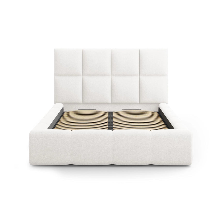 Livigno Bett mit Kopfteil und Stauraum aus Strukturierter Stoff in Elfenbein (Solid 03), 140x200 cm von Cosmopolitan Design – Bild 3