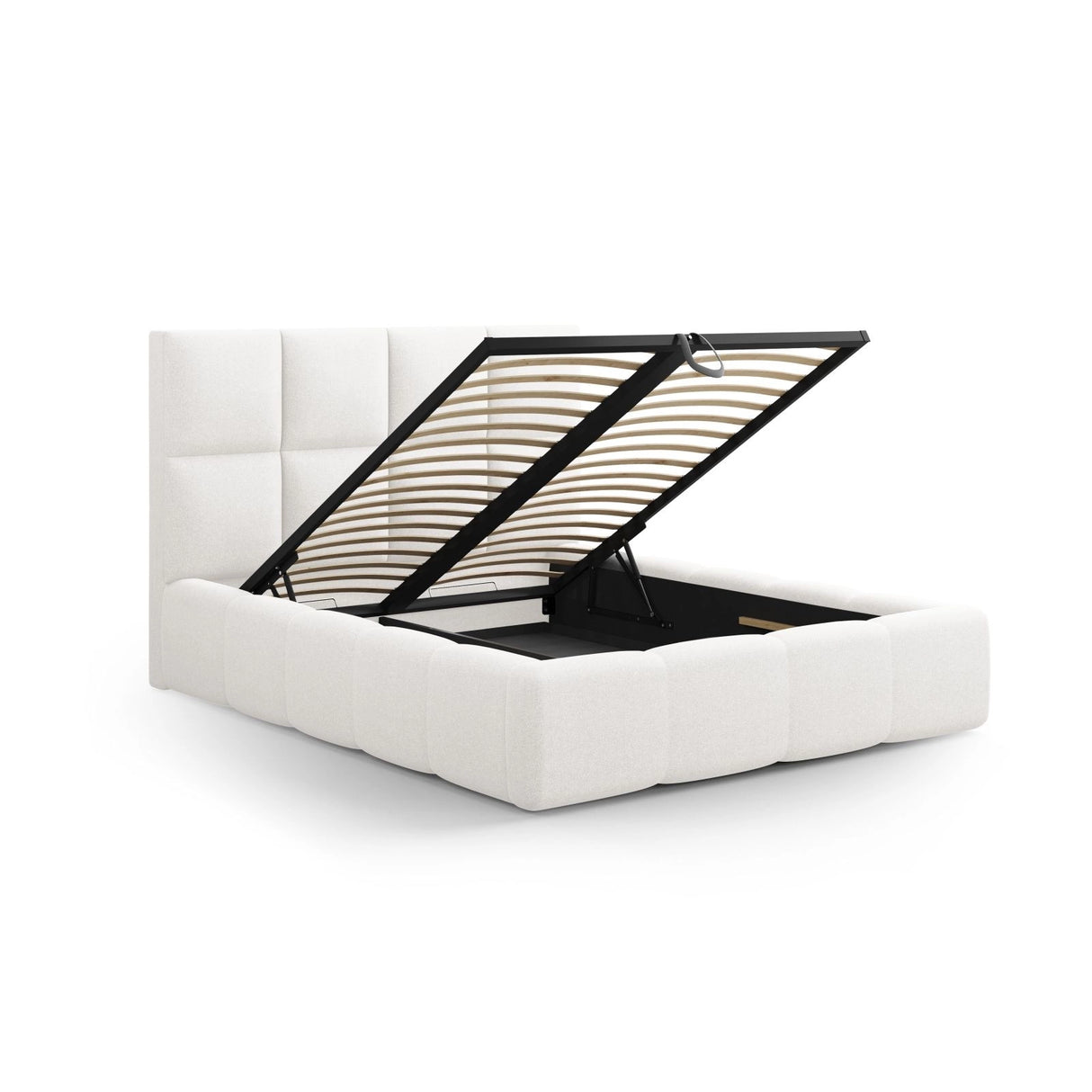 Livigno Bett mit Kopfteil und Stauraum aus Strukturierter Stoff in Elfenbein (Solid 03), 140x200 cm von Cosmopolitan Design – Bild 4