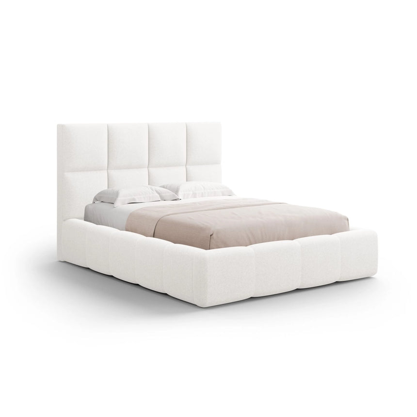 Livigno Bett mit Kopfteil und Stauraum aus Strukturierter Stoff in Elfenbein (Solid 03), 180x200 cm von Cosmopolitan Design – Bild 1