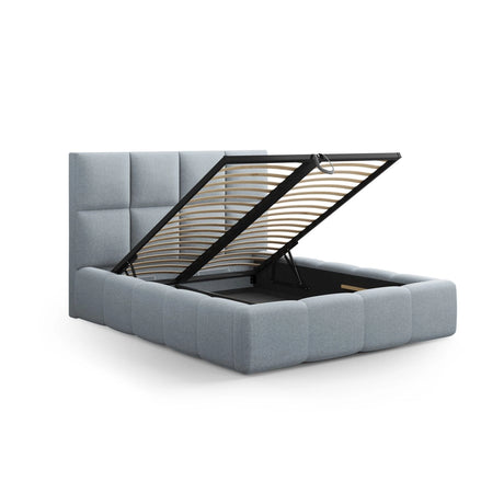 Livigno Bett mit Kopfteil und Stauraum aus Strukturierter Stoff in Hellblau (Solid 73), 160x200 cm von Cosmopolitan Design – Bild 4