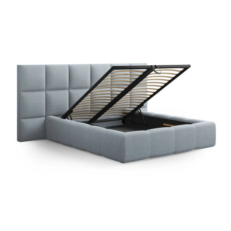 Livigno Bett mit Kopfteil und Stauraum aus Strukturierter Stoff in Hellblau (Solid 73), 180x200 cm von Cosmopolitan Design – Bild 4