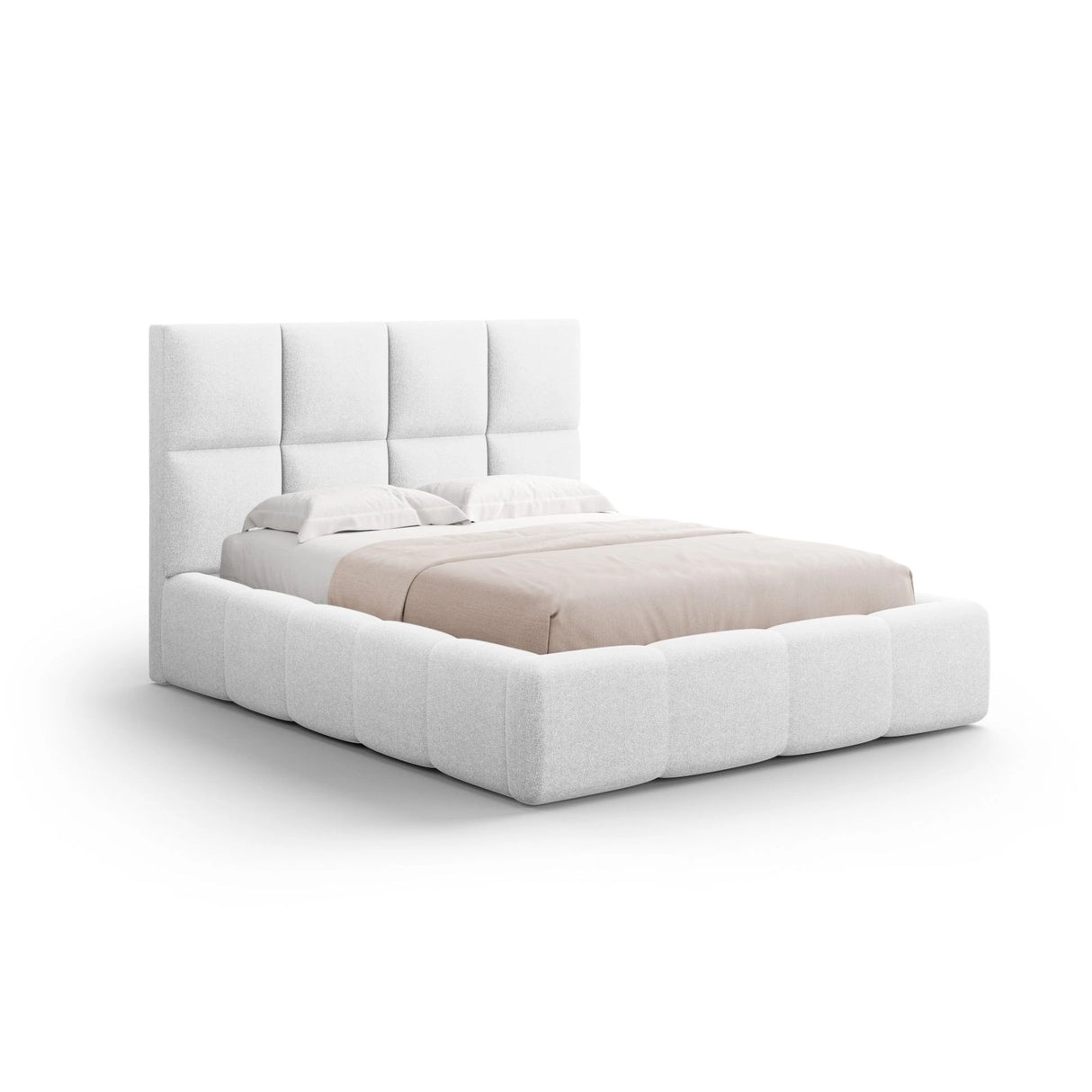 Livigno Bett mit Kopfteil und Stauraum aus Strukturierter Stoff in Kaltes Hellgrau (Solid 80), 180x200 cm von Cosmopolitan Design – Bild 1