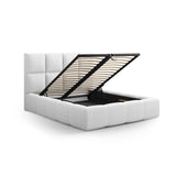 Livigno Bett mit Kopfteil und Stauraum aus Strukturierter Stoff in Kaltes Hellgrau (Solid 80), 180x200 cm von Cosmopolitan Design – Bild 4