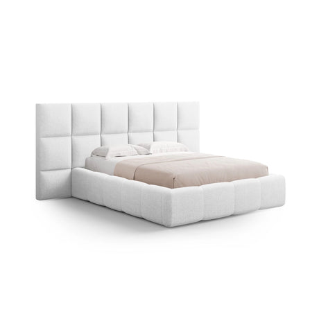 Livigno Bett mit Kopfteil und Stauraum aus Strukturierter Stoff in Kaltes Hellgrau (Solid 80), 180x200 cm von Cosmopolitan Design – Bild 1