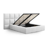 Livigno Bett mit Kopfteil und Stauraum aus Strukturierter Stoff in Kaltes Hellgrau (Solid 80), 180x200 cm von Cosmopolitan Design – Bild 4