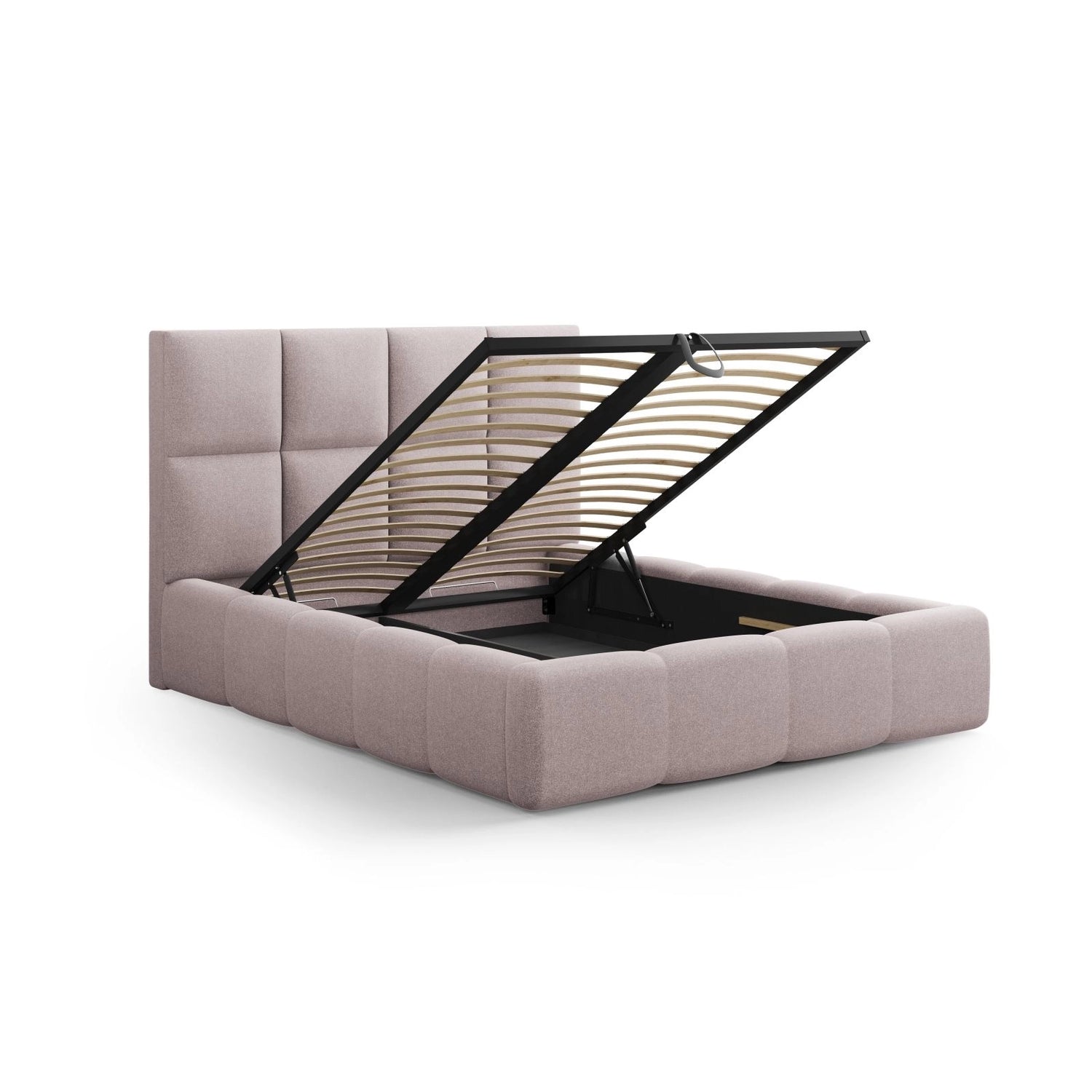 Livigno Bett mit Kopfteil und Stauraum aus Strukturierter Stoff in Rosa (Solid 61), 140x200 cm von Cosmopolitan Design – Bild 4