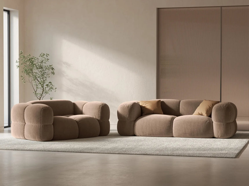 Loretto 2-Sitzer Sofa aus Samt in Dunkelbeige (Vogue 3), 180x100 cm von Cosmopolitan Design – Bild 2