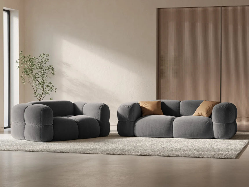 Loretto 2-Sitzer Sofa aus Samt in Grau (Vogue 15), 180x100 cm von Cosmopolitan Design – Bild 2