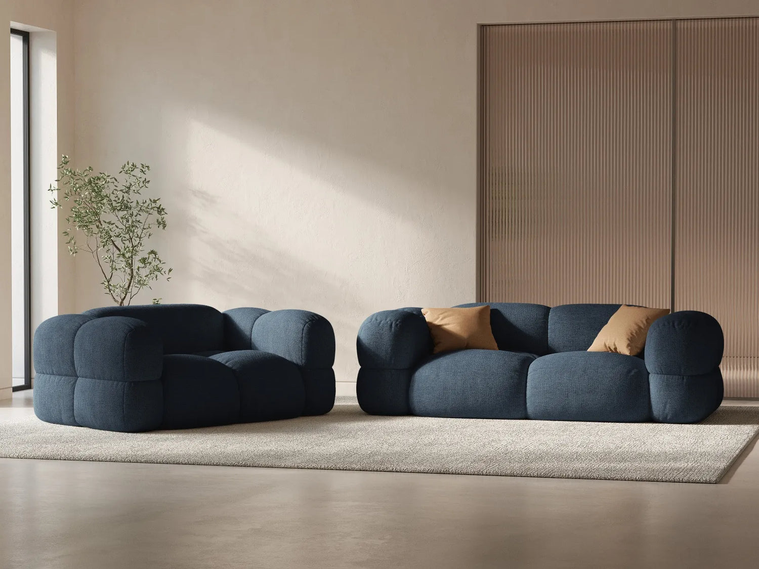 Loretto 2-Sitzer Sofa aus Strukturierter Stoff in Dunkelblau (Sorella 77), 180x100 cm von Cosmopolitan Design – Bild 2