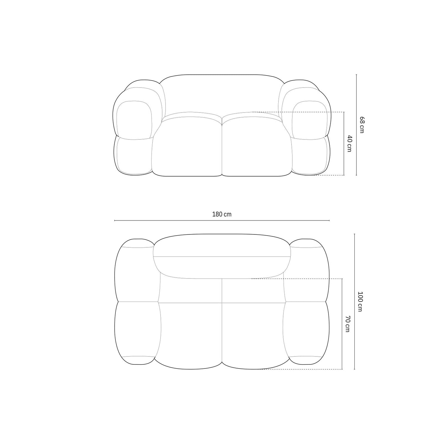 Loretto 2-Sitzer Sofa aus Strukturierter Stoff in Dunkelblau (Sorella 77), 180x100 cm von Cosmopolitan Design – Bild 3