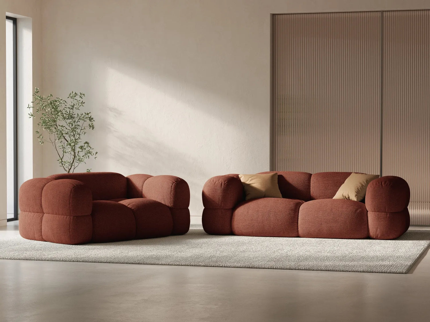 Loretto 2-Sitzer Sofa aus Strukturierter Stoff in Koralle (Sorella 58), 180x100 cm von Cosmopolitan Design – Bild 2