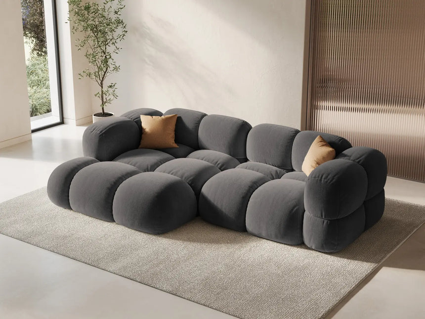 Loretto 3-Sitzer Ecksofa, Linke Seite, aus Samt in Grau (Vogue 15), 250x147x68 cm von Cosmopolitan Design – Bild 2