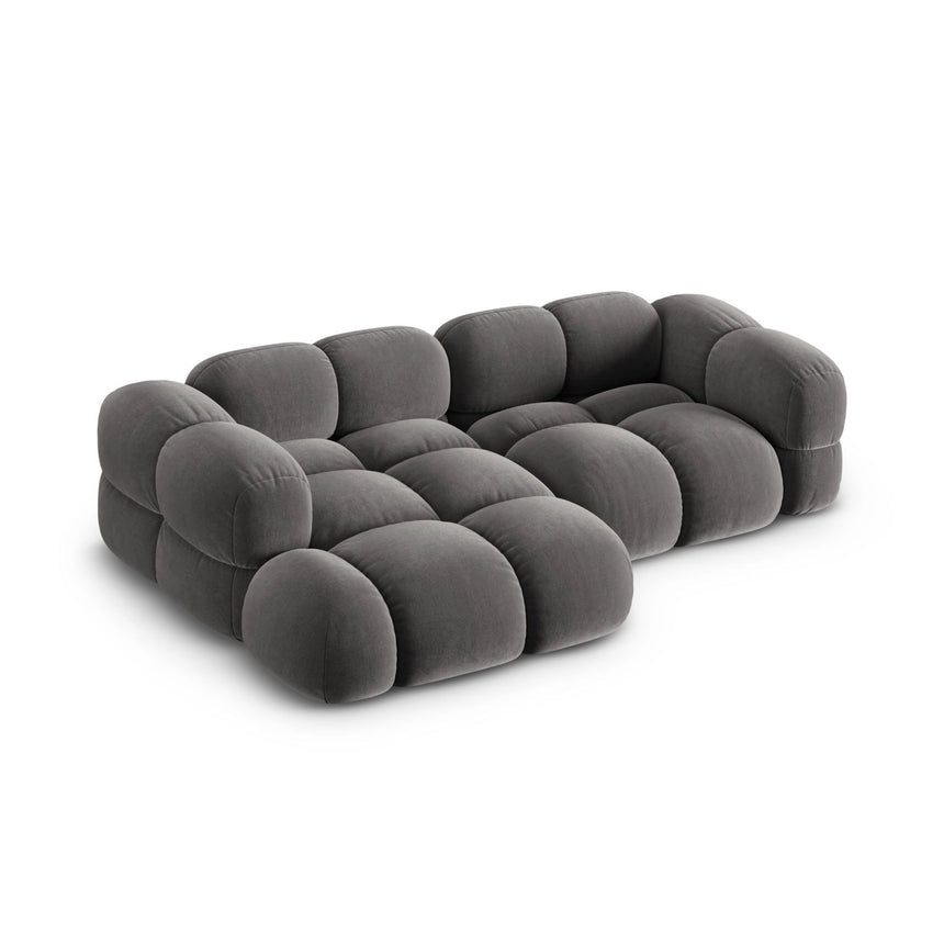 Loretto 3-Sitzer Ecksofa, Linke Seite, aus Samt in Grau (Vogue 15), 250x147x68 cm von Cosmopolitan Design – Bild 5