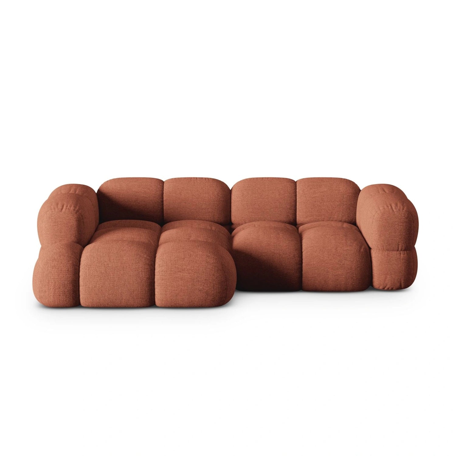 Loretto 3-Sitzer Ecksofa, Linke Seite, aus Strukturierter Stoff in Koralle (Sorella 58), 250x147x68 cm von Cosmopolitan Design – Bild 1