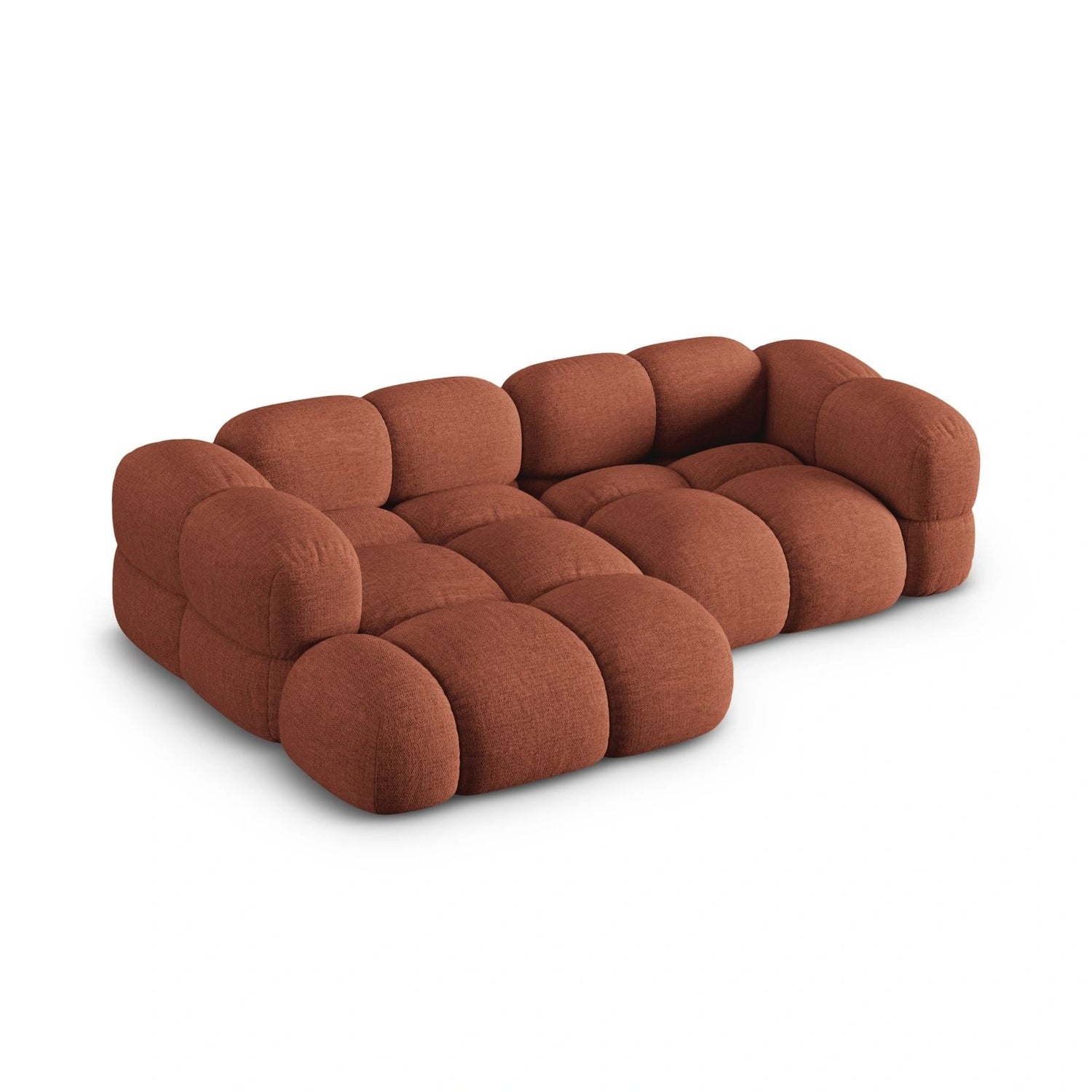 Loretto 3-Sitzer Ecksofa, Linke Seite, aus Strukturierter Stoff in Koralle (Sorella 58), 250x147x68 cm von Cosmopolitan Design – Bild 5