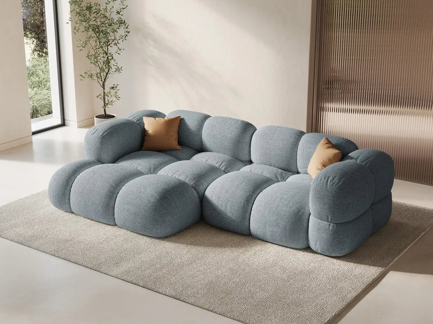 Loretto 3-Sitzer Ecksofa, Linke Seite, aus Strukturierter Stoff in Pastellblau (Sorella 70), 250x147x68 cm von Cosmopolitan Design – Bild 2