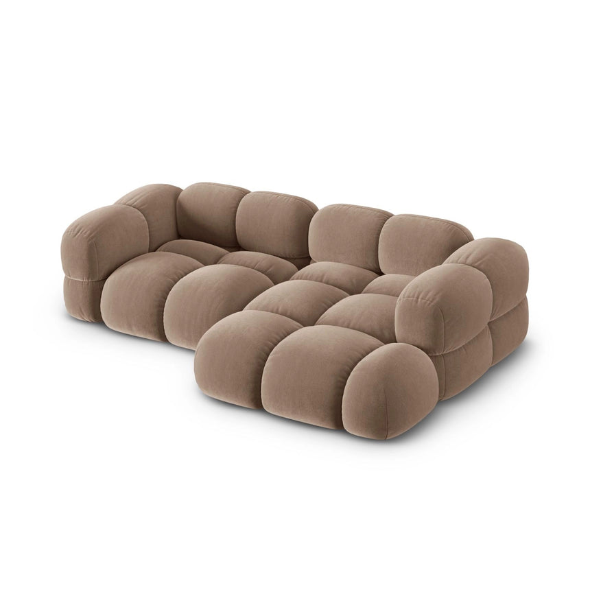 Loretto 3-Sitzer Ecksofa, Rechte Seite, aus Samt in Dunkelbeige (Vogue 3), 250x147x68 cm von Cosmopolitan Design – Bild 5
