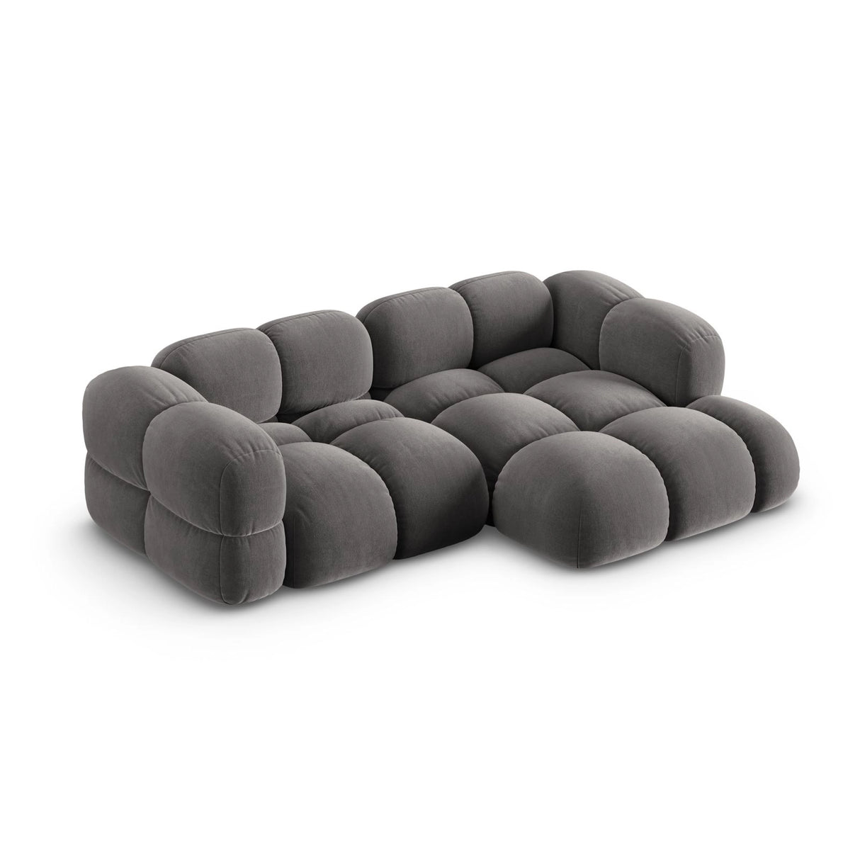 Loretto 3-Sitzer Ecksofa, Rechte Seite, aus Samt in Grau (Vogue 15), 250x147x68 cm von Cosmopolitan Design – Bild 4