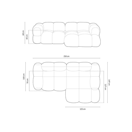 Loretto 3-Sitzer Ecksofa, Rechte Seite, aus Samt in Grün (Vogue 11), 250x147x68 cm von Cosmopolitan Design – Bild 3