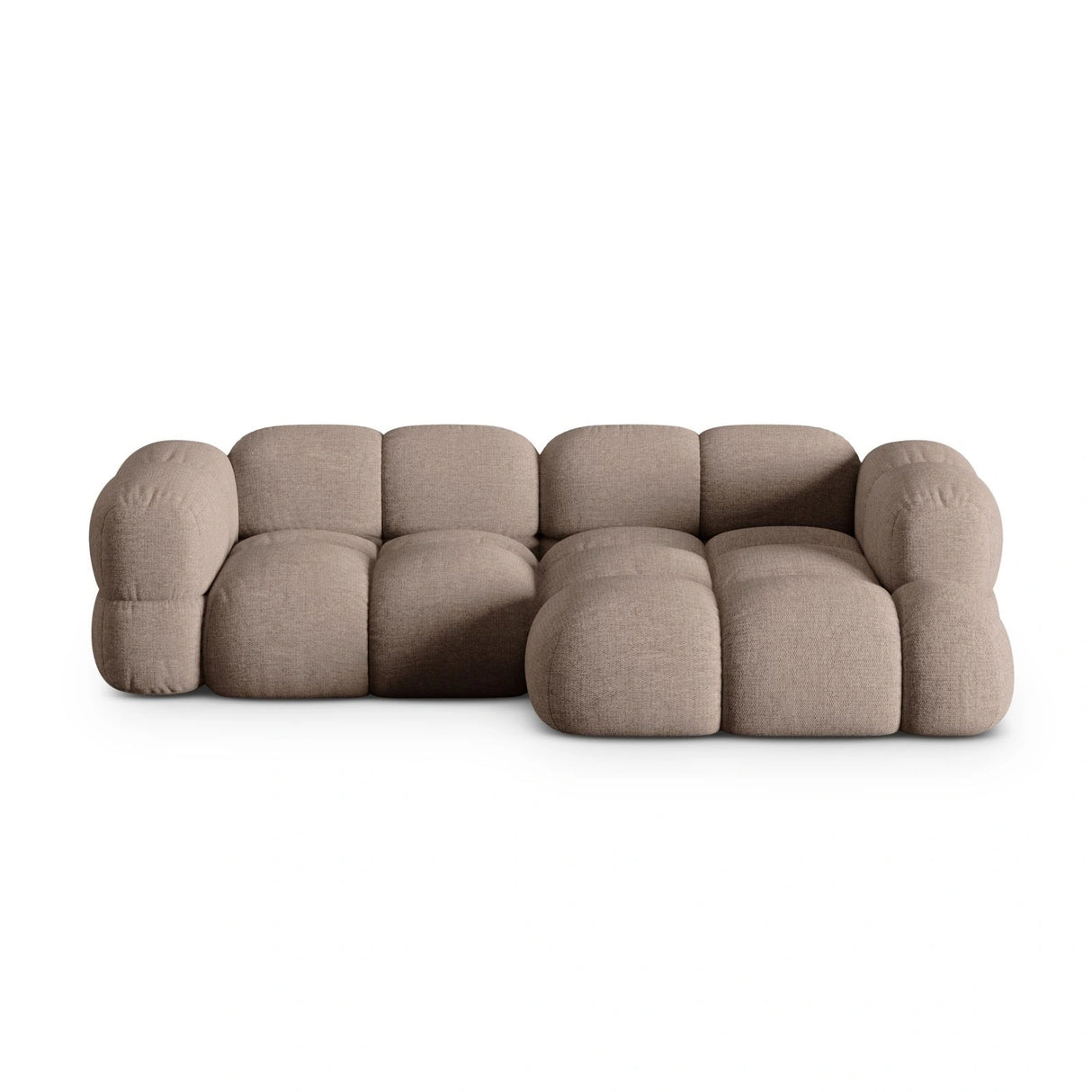 Loretto 3-Sitzer Ecksofa, Rechte Seite, aus Strukturierter Stoff in Cappuccino (Sorella 21), 250x147x68 cm von Cosmopolitan Design – Bild 1