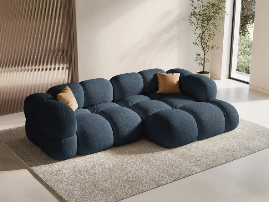 Loretto 3-Sitzer Ecksofa, Rechte Seite, aus Strukturierter Stoff in Dunkelblau (Sorella 77), 250x147x68 cm von Cosmopolitan Design – Bild 2