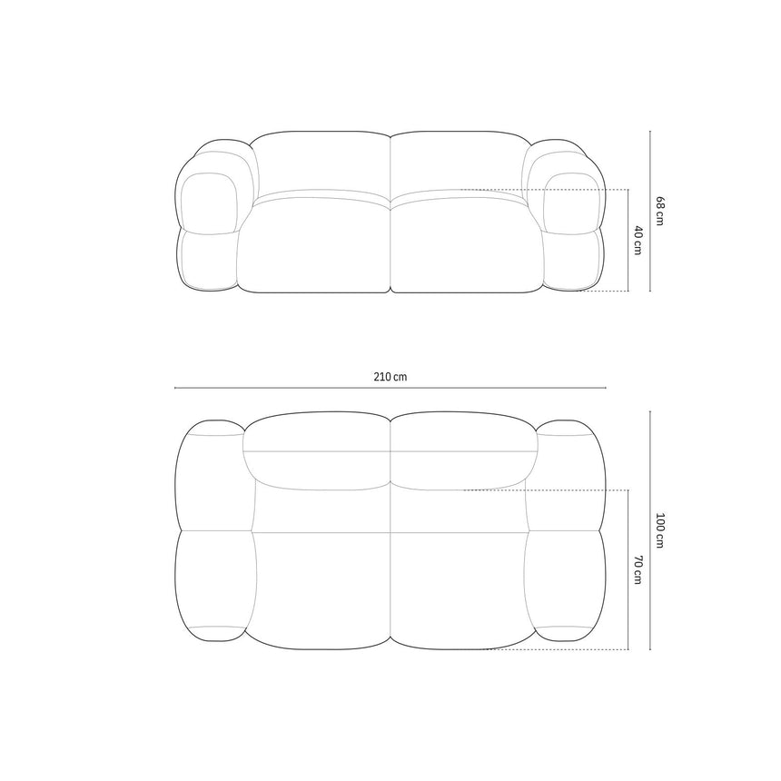Loretto 3-Sitzer Sofa aus Samt in Grau (Vogue 15), 210x100x68 cm von Cosmopolitan Design – Bild 3