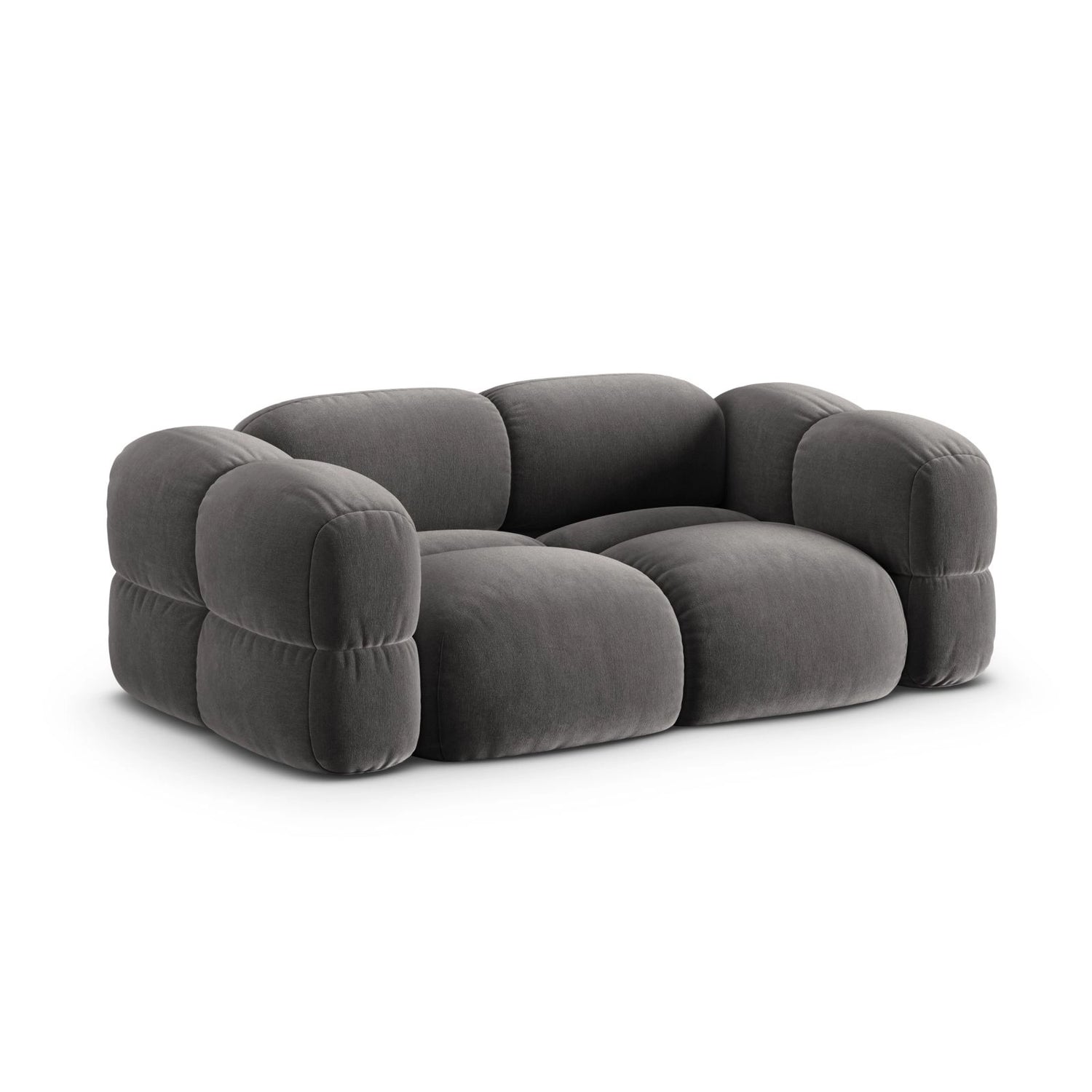 Loretto 3-Sitzer Sofa aus Samt in Grau (Vogue 15), 210x100x68 cm von Cosmopolitan Design – Bild 4