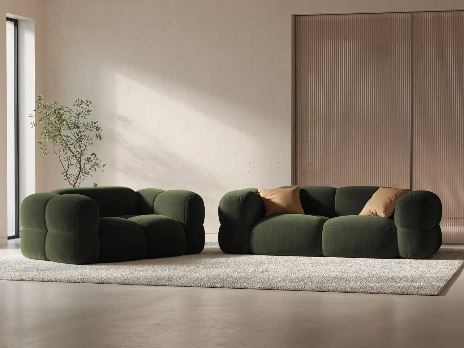 Loretto 3-Sitzer Sofa aus Samt in Grün (Vogue 11), 210x100x68 cm von Cosmopolitan Design – Bild 2