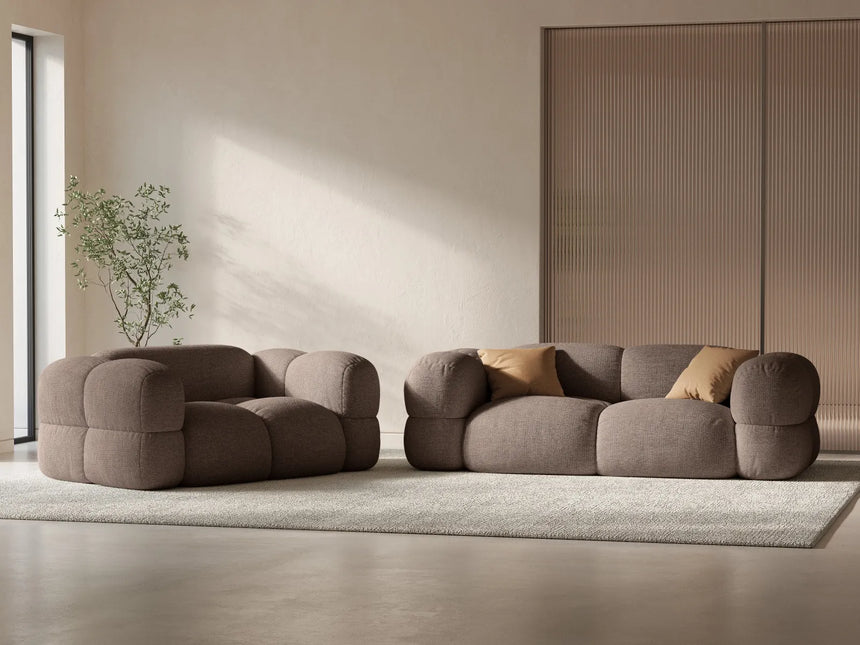Loretto 3-Sitzer Sofa aus Strukturierter Stoff in Cappuccino (Sorella 21), 210x100x68 cm von Cosmopolitan Design – Bild 2