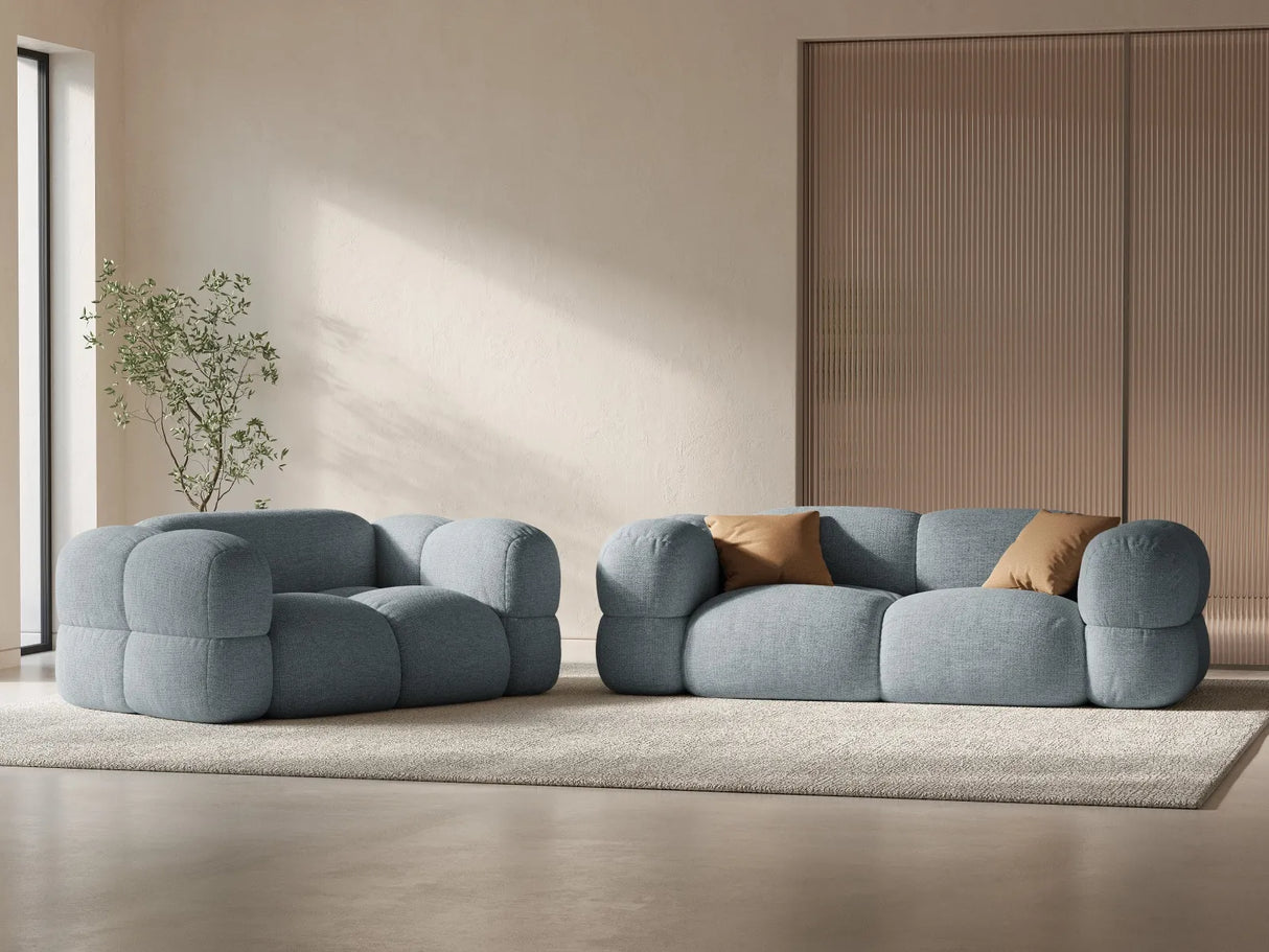 Loretto 3-Sitzer Sofa aus Strukturierter Stoff in Pastellblau (Sorella 70), 210x100x68 cm von Cosmopolitan Design – Bild 2