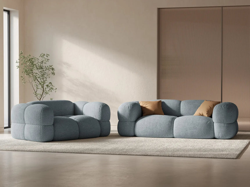 Loretto 3-Sitzer Sofa aus Strukturierter Stoff in Pastellblau (Sorella 70), 210x100x68 cm von Cosmopolitan Design – Bild 2