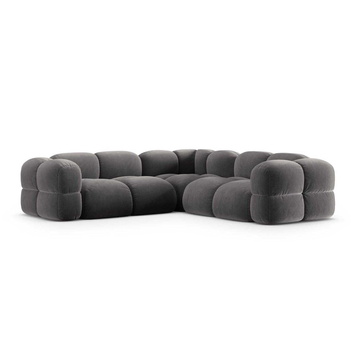 Loretto 4-Sitzer Ecksofa, symmetrisch, aus Samt in Grau (Vogue 15), 250x250x68 cm von Cosmopolitan Design – Bild 5