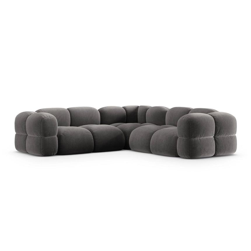Loretto 4-Sitzer Ecksofa, symmetrisch, aus Samt in Grau (Vogue 15), 250x250x68 cm von Cosmopolitan Design – Bild 5